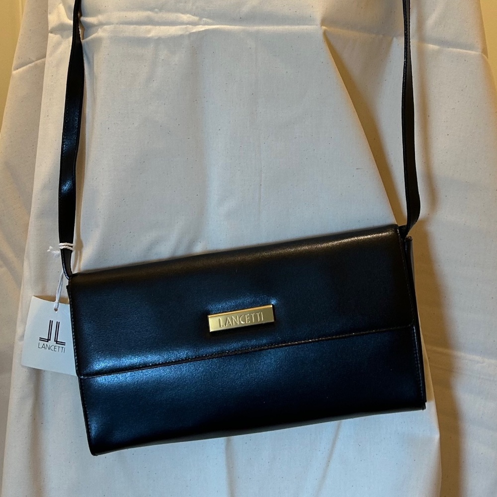 Lancetti Black Leather Clutch